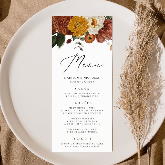 Menu Boho Autumn Floral Wedding (Criador carregado)