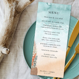 Menu Boho Beach Destino Oceano de Casamento