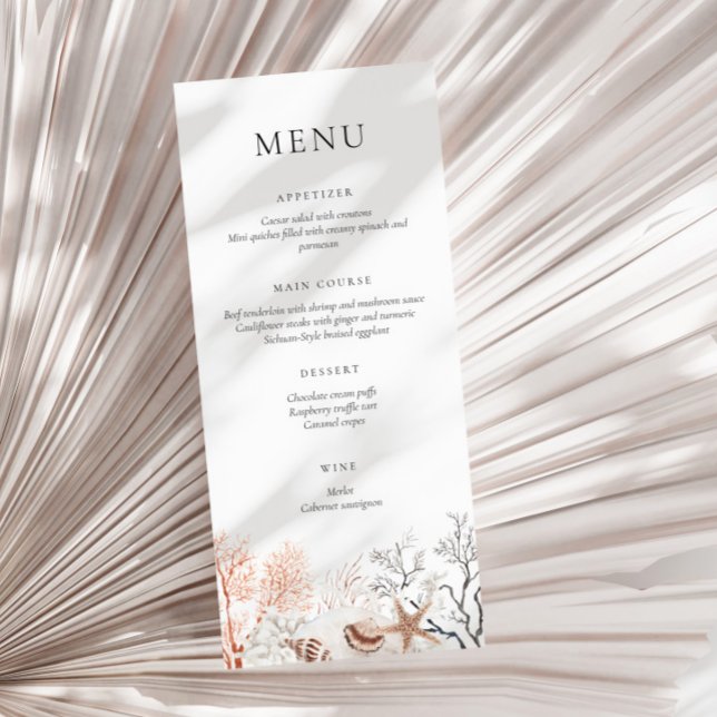 Menu Boho Beach Neutral Coral Reef (Criador carregado)