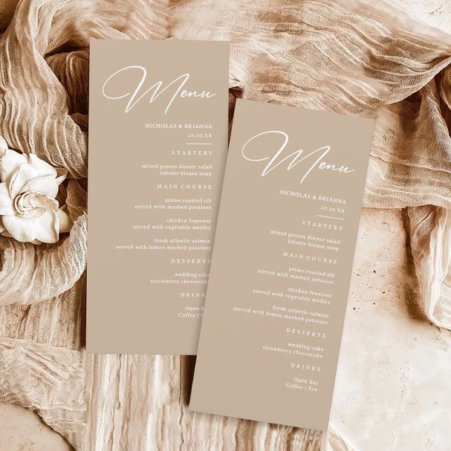 Menu Boho Beige Neutral Wedding (Criador carregado)