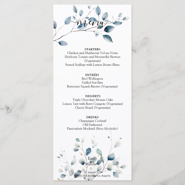 Menu Boho Bliss Wedding (Frente)