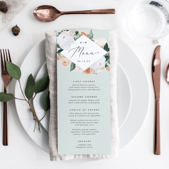 Menu Boho Blooms Modern Floral Wedding (Criador carregado)
