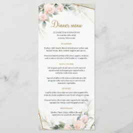 Menu Boho Blush cor-de-rosa Verde Dourado Casamento de