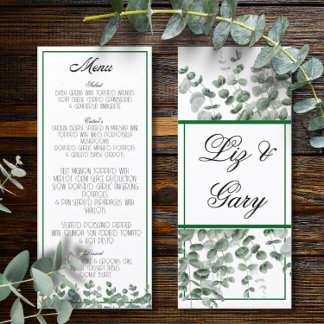Menu Boho Botânico Elegante Eucalyptus Greenery