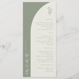 Menu Boho Botânico Monograma Sage Casamento Verde