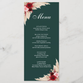 Menu Boho Burgundy Rosas e Pampas Grass