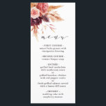 Menu Boho Burgundy Terracotta Casamento Floral<br><div class="desc">Este cardápio de casamento apresenta flores rústicas de aquarela em terracotta,  burgundy,  laranja queimada,  amarela,  rosa-pincel com beige e grama-pampas marrom. Para personalização mais avançada deste design,  clique no link "personalizar mais". Itens correspondentes também estão disponíveis.</div>