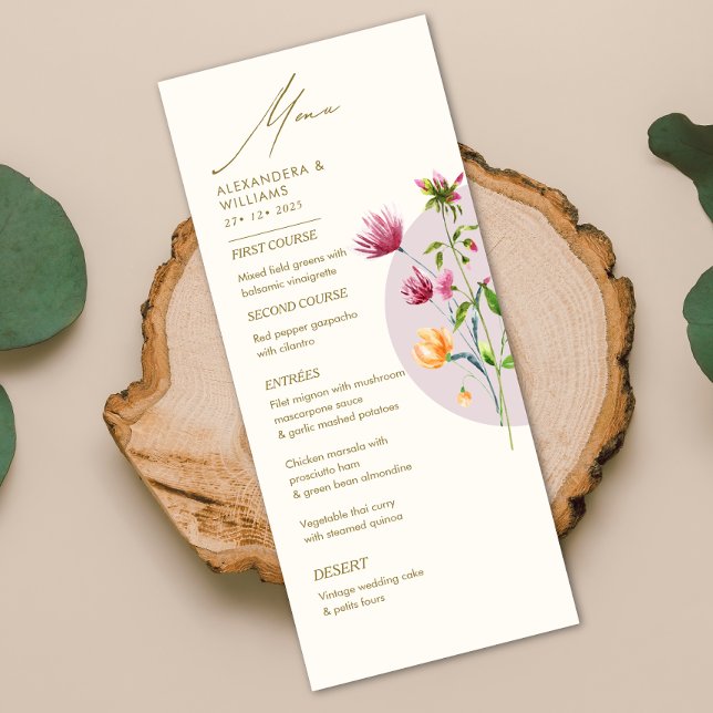 Menu Boho Casamento Único de Primavera Wildflower Whims (Criador carregado)