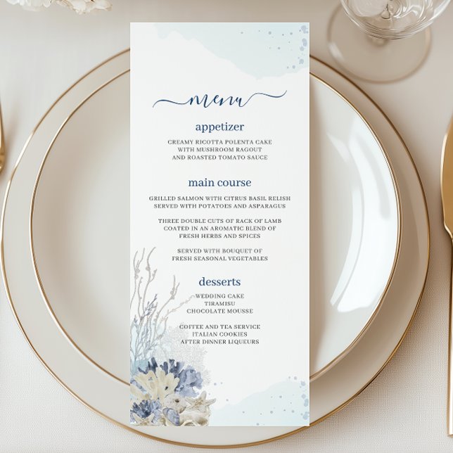 Menu Boho Chic Beach Destino Hampton Wedding (Criador carregado)