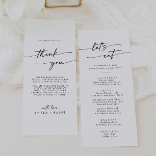 Menu Boho Chic Black and White Obrigado e Casamento