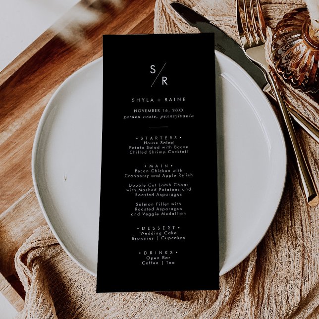 Menu Boho Chic COLOR EDITABLE Monograma Weding (Criador carregado)