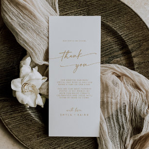 Menu Boho Chic Dourado e Branco Obrigado Placa