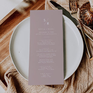 Menu Boho Chic Dusty Rosa Pink Monograma Casamento