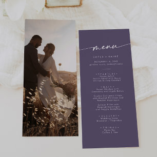Menu Boho Chic Plum Purple Photo Wedding