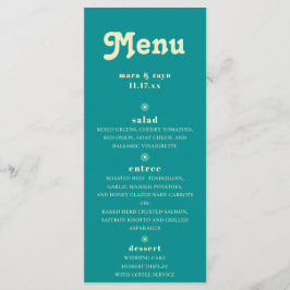 Menu Boho Chic Retro 70's Teal Wedding