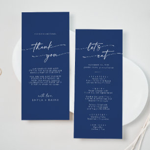Menu Boho Chic Royal Blue Obrigado e Casamento