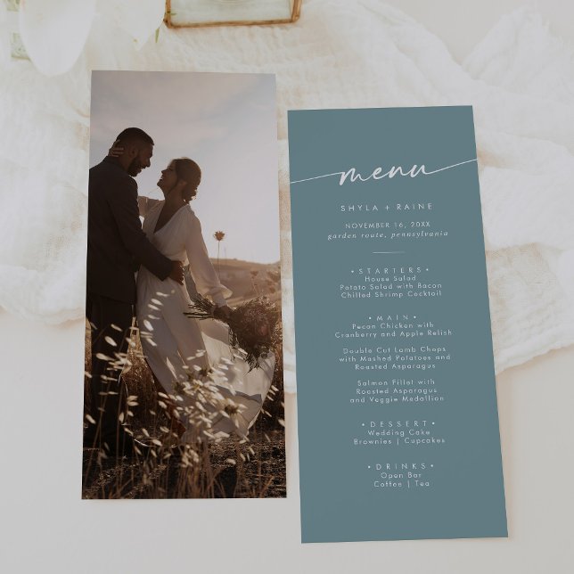 Menu Boho Chic Seafoam Casamento Foto de Teal (Criador carregado)