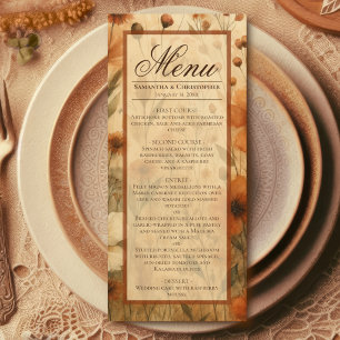 Menu Boho Chic Sienna Queimada Floral Aquarela Casament