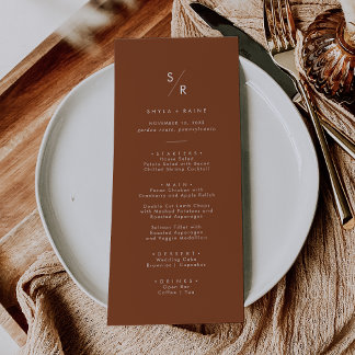 Menu Boho Chic Terracotta Monograma Wedding