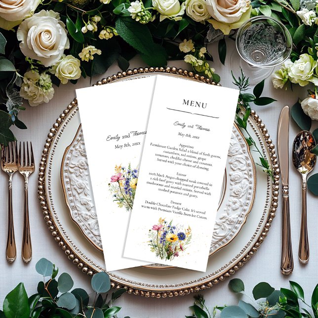 Menu Boho Chic Wildflower Simple Wedding (Criador carregado)