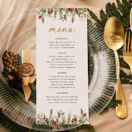Menu Boho Christmas Pine Tree Lights Elegant Weding