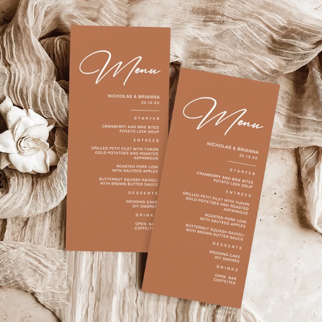 Menu Boho Desert Burnt Orange Wedding (Criador carregado)
