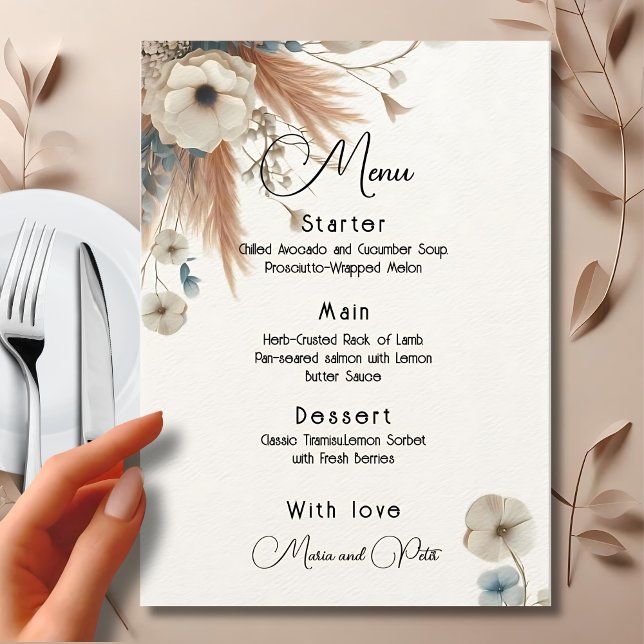 Menu Boho Fall Flowers Casamento (Criador carregado)