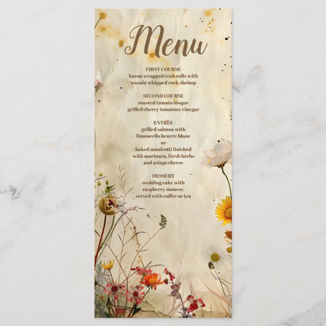 Menu Boho Fall Wildflower Wedding (Frente)