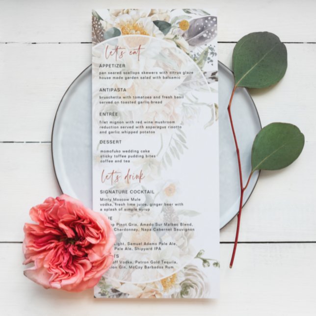 Menu Boho Florais da Primavera | Cardápio de Casamento (Criador carregado)