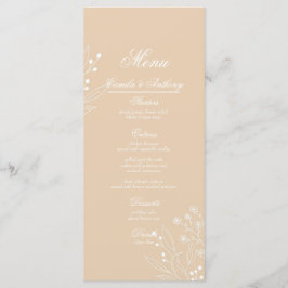 Menu Boho Floral Boho Casado de Cantinho Branco Beige