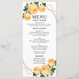 Menu Boho Floral Laranja Elegante Dourado Geométrico