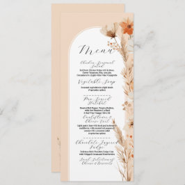 Menu Boho Floral Peach Bohemian Flowers Casamento