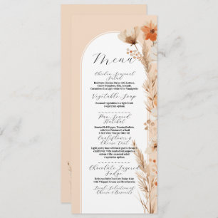 Menu Boho Floral Peach Bohemian Flowers Casamento