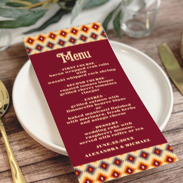 Menu Boho Floral Western Wedding (Criador carregado)