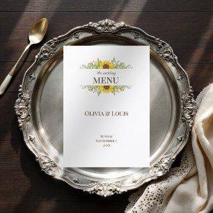 Menu Boho girassol romântico casamento de verão