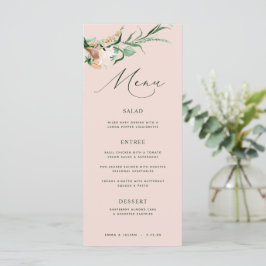 Menu Boho Greenery Blush Pink Casamento Boho Botân