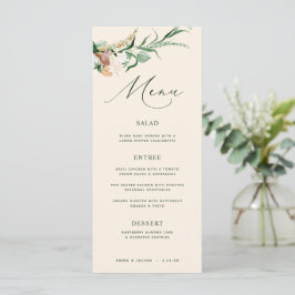 Menu Boho Greenery Neutral Peach Casamento Botânico