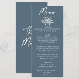 Menu Boho Marina Blue Hand Drawn Floral Wedding