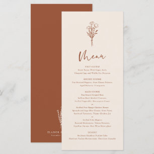 Menu Boho Minimalist Botanicals Terracotta Wedding