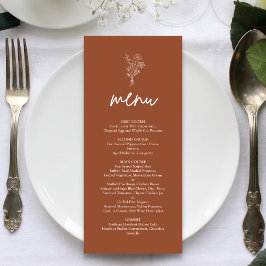 Menu Boho Minimalist Botanicals Terracotta Wedding