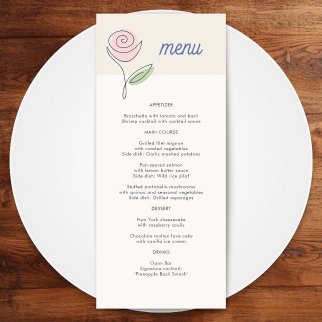 Menu Boho Minimalista Primavera Floral Wedding (Criador carregado)