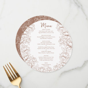 Menu Boho Mocha Mousse Casamento Moderno Floral Arredon