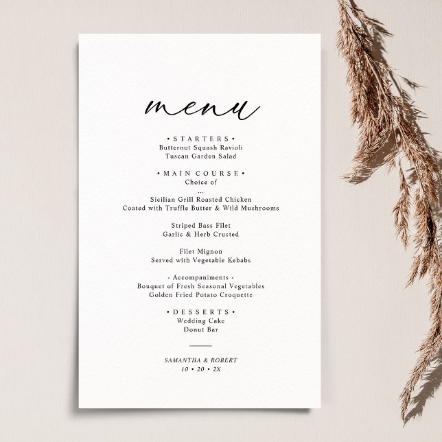 Menu Boho Neutral Blush Elegant Wedding (Criador carregado)