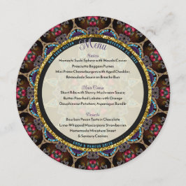 Menu Boho Oriental Água Roxo Mosaico Mandala Evento