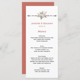 Menu Boho Penas Tropicais Arrow Pampas Grass Casamento