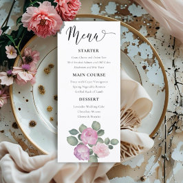 Menu Boho Pink & Purple Floral Wedding