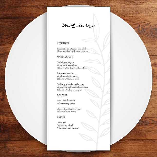 Menu Boho Preto Vintage Botânico (Criador carregado)