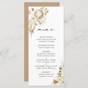 Menu Boho Protea Pampas Grass Casamento Floral