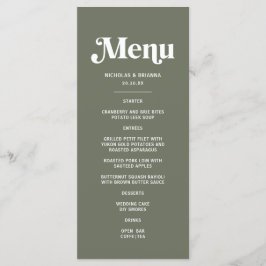 Menu Boho Retro Verde Sage Casamento