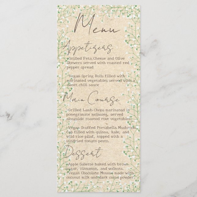 Menu Boho Russo Floral Elegante (Frente)